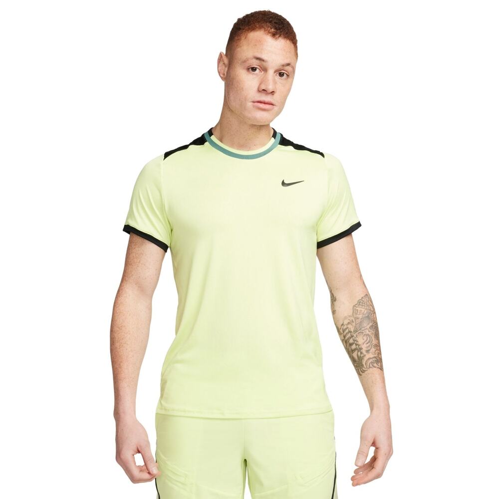 Mens Size 2XL Nike Tennis T-Shirt Dri-FIT Court Advantage Slit Yellow FD5320-736
